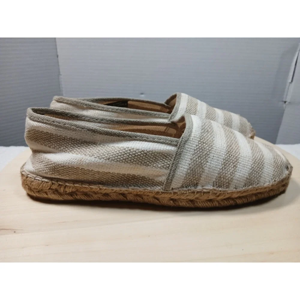 Bass Women's Summer Cream Striped Espadrilles Flats Size 11 Made in Spain